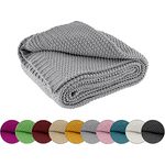 wometo Strickdecke, Grau, 140x190 cm, Oeko-Tex® zertifiziert, super weich und pflegeleicht, Wohntextilien