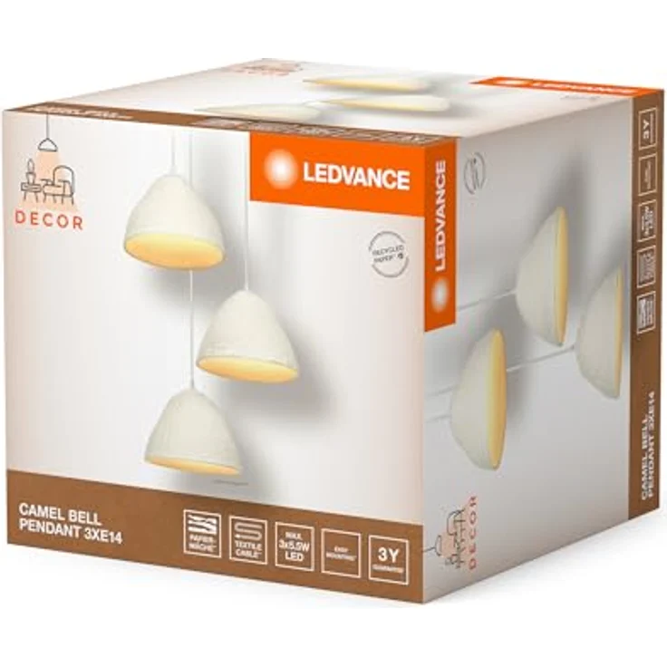 Ledvance Pendelleuchte, Papier und Metall, 160.5 cm, moderne Hängelampe für Innenbeleuchtung – Bild 2