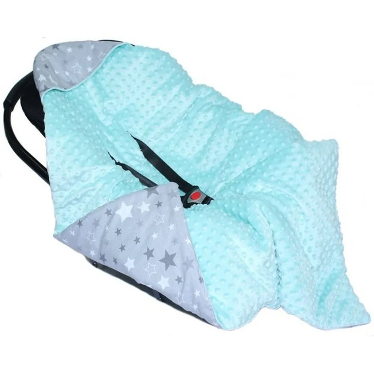 Babydecke Baby Wende Einschlagdecke MINKY mit Kapuze Babyschale Zweiseitig, Primawela – Bild 2