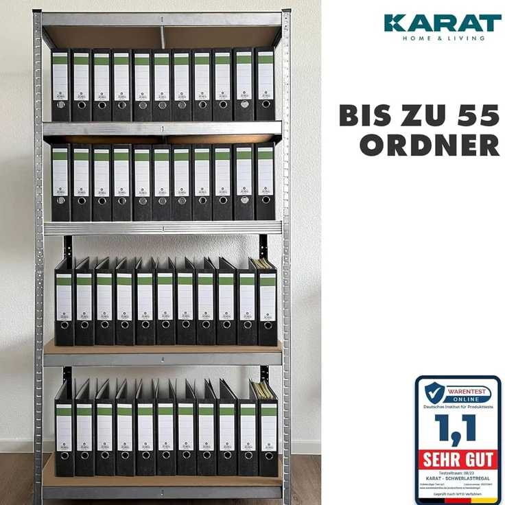 KARAT Schwerlastregal, 2er Set - Steckregal, Kellerregal, Lagerregal - 5 verstellbare Böden (Verzinkt, 50 x 100 x 200 cm) – Bild 4