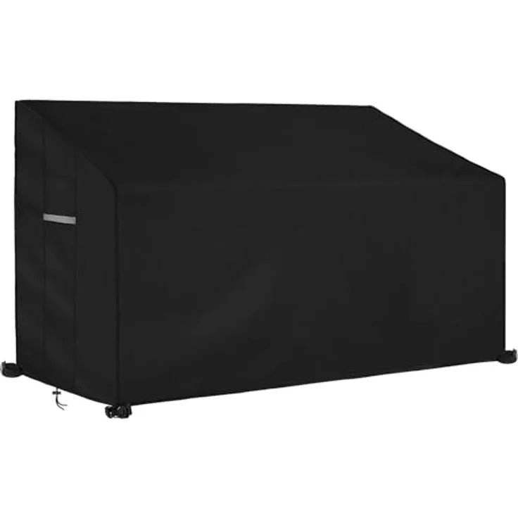 Dokon 3 Sitzer Gartenbank Abdeckung mit Belüftungsöffnungen, Wasserdicht Winddicht UV-Beständiges Schwerlast 600D Oxford Gewebe Schutzhülle für Gartenbank, Gartensofa (163 x 66 x 63/89cm) - Schwarz – Bild 2