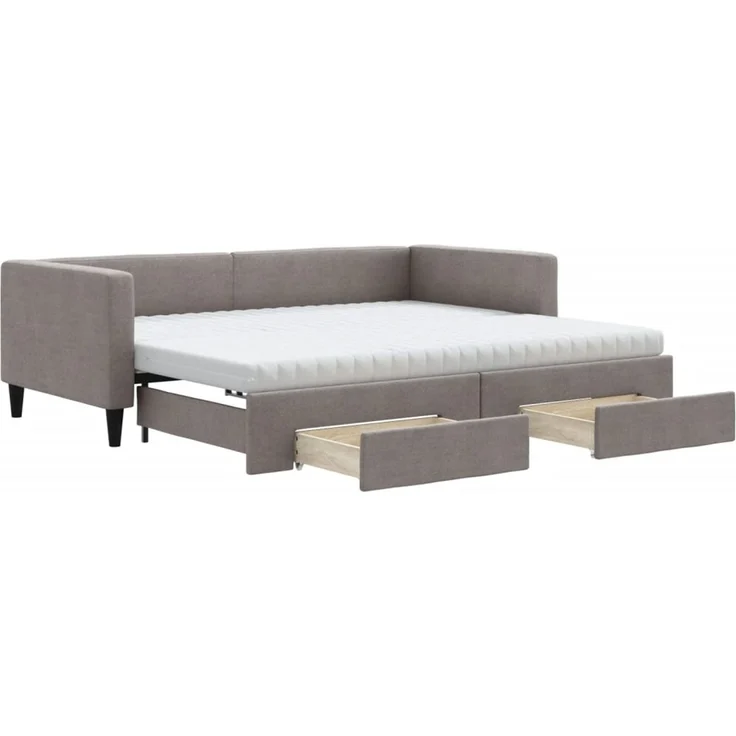 vidaXL Tagesbett Ausziehbar mit Schubladen Taupe 90x200 cm Stoff 3196635 – Bild 2