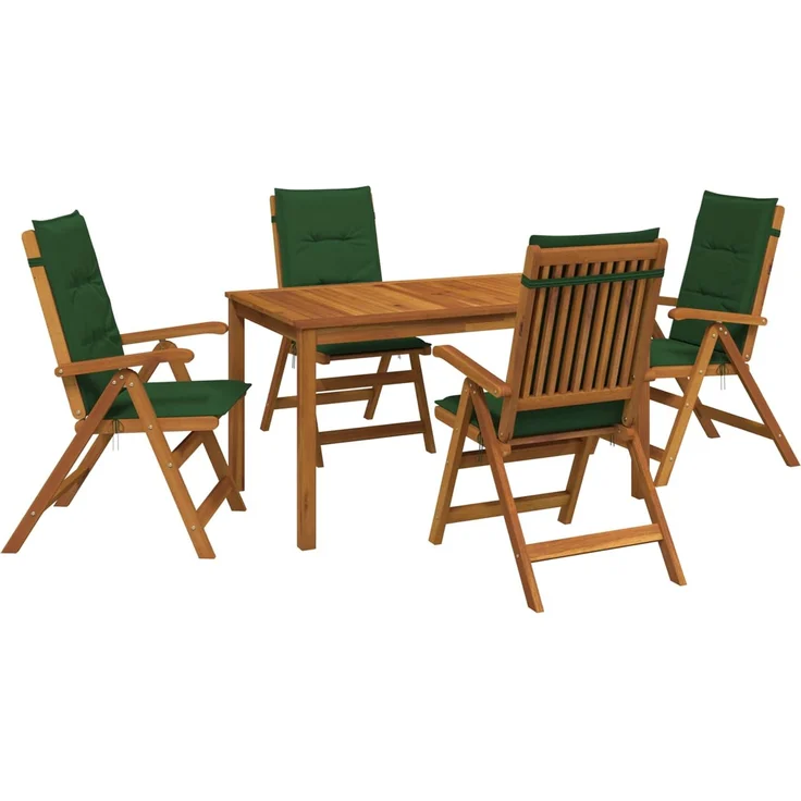vidaXL 5-Piece Garden Dining Set 4-Sitzer Grün Massivholz Akazie 3434559 – Bild 2