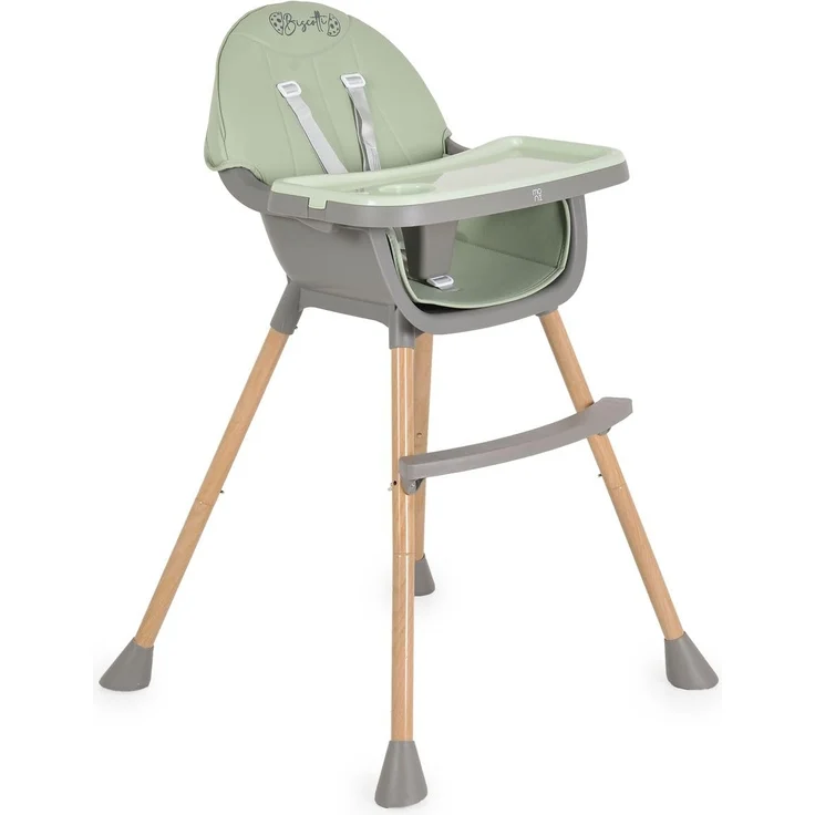 Moni Kinderhochstuhl Biscotti 2 in 1 Kinderstuhl Anti-Rutsch-Füße Doppeltablett grün – Bild 2