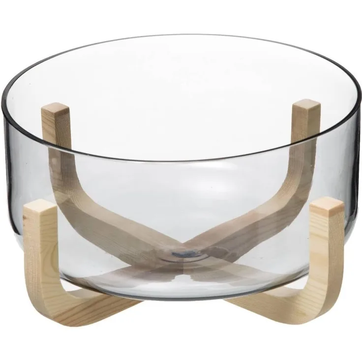 Secret de Gourmet Schüssel für Salat ARHA 24 cm Glas mit Holzsockel