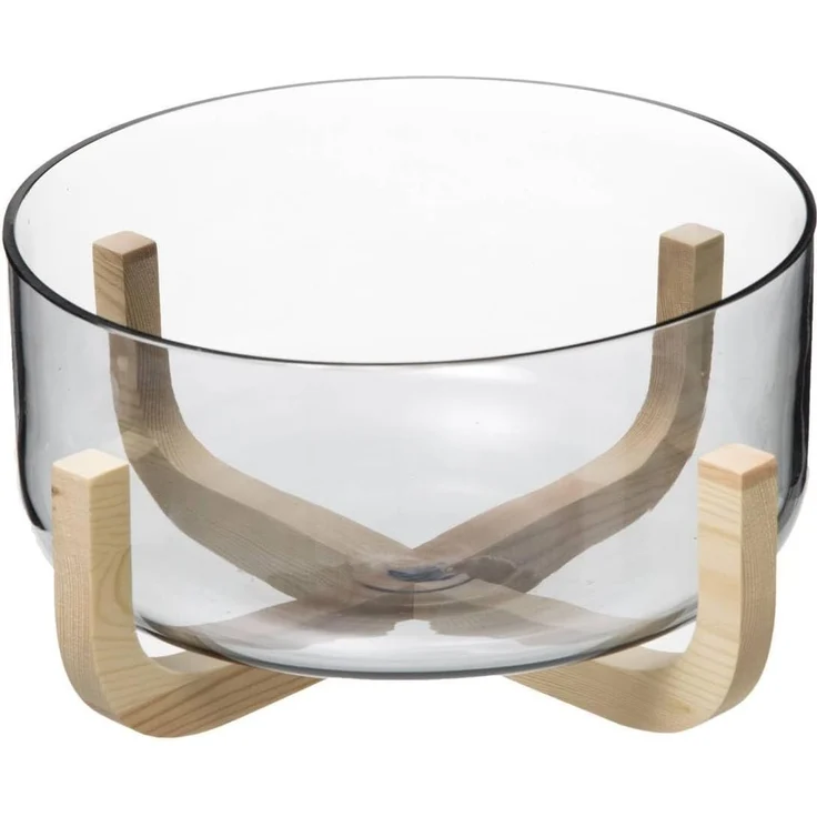 Secret de Gourmet Schüssel für Salat ARHA 24 cm Glas mit Holzsockel – Bild 1