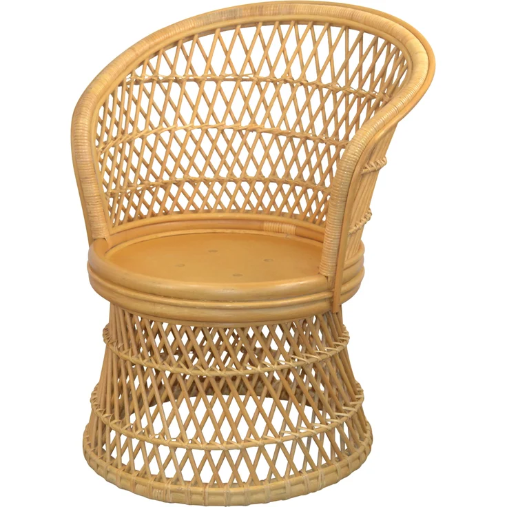 Rattansessel, Thron, Loungesessel aus Rattan handgeflochten, beige, inkl. Kissen – Bild 2