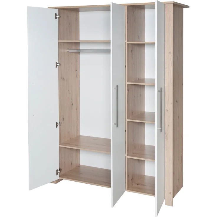roba Kleiderschrank 'Malo' - 3-türig - HxBxT: 190 x 118 x 52 cm - Softclose-Technik - Weiß / Natur – Bild 5