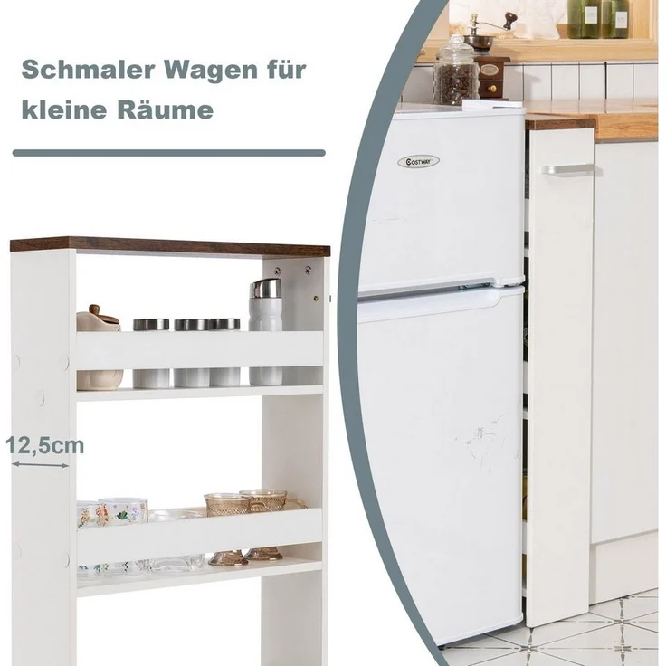 COSTWAY Küchenwagen, schmal, 4 Ebenen, auf Rollen, mit Griff, 48x12,5x81cm – Bild 2