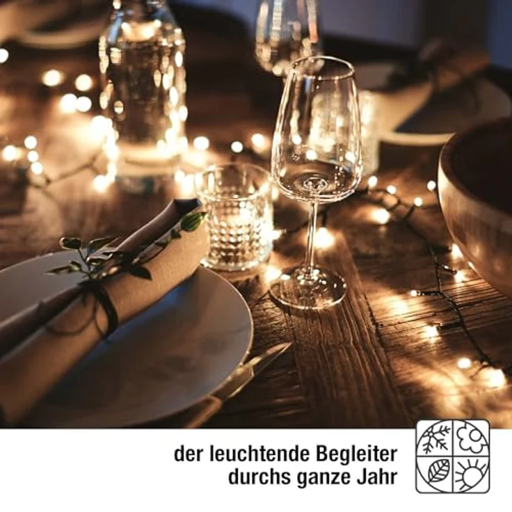hellum Lichterkette außen 120 LED warmweiß, Lichterkette mit Timer, innen, für Weihnachtsbaum 11.9m beleuchtete Länge, Kabelfarbe grün – Bild 5