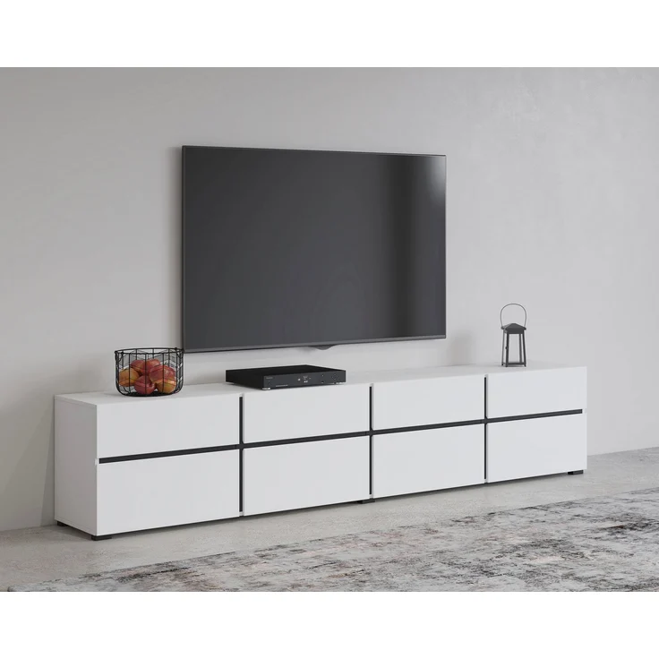 INOSIGN Lowboard Cross, moderne grifflose TV-Kommode,4 Klappen/4 Schubkästen, Breite 225 cm, TV-Schrank mit viel Stauraum, TV-Board – Bild 5