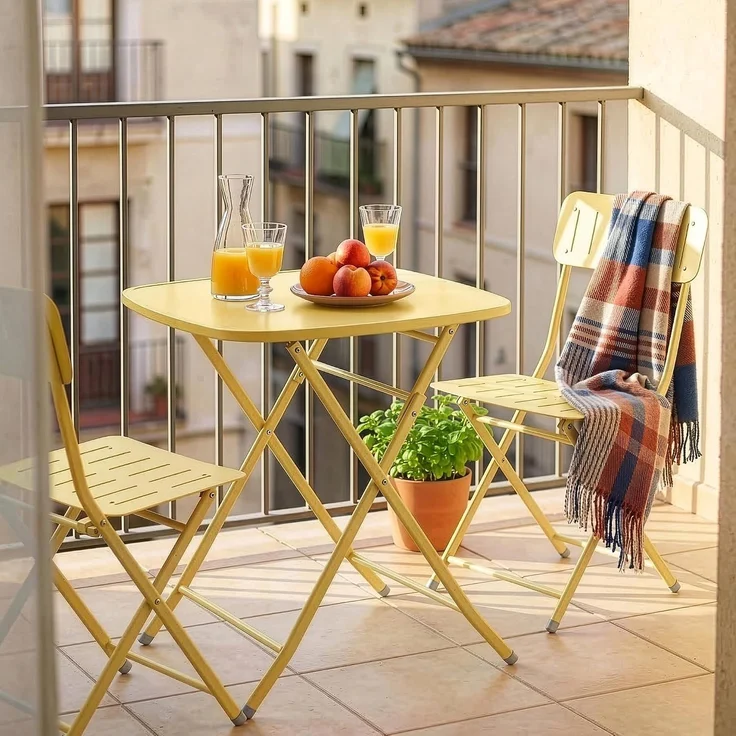 Klapptisch Sande Stahl 71x70x70 cm Gelb [en. casa] – Bild 6