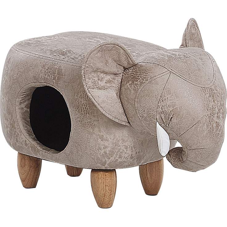 Beliani Pouffe pet eco-leather with storage gray JUMBO