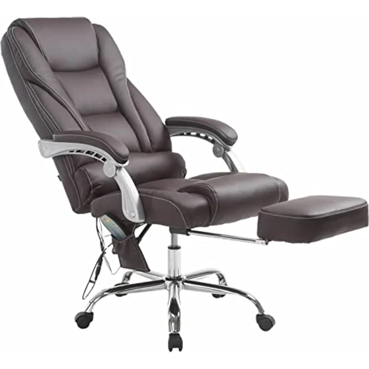 TPFLiving Bürostuhl Pacira, Braun, mit Massagefunktion, höhenverstellbar, drehbar, 68x127x64 cm – Bild 4