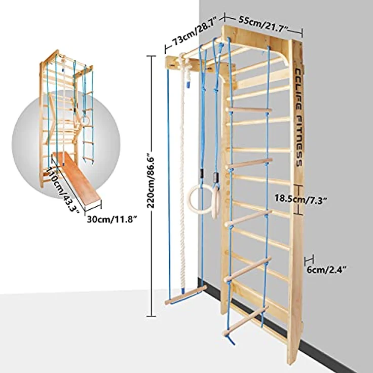 CCLIFE Kletter-Trainingsgerät Klettergerüst für kinder outdoor Sprossenwand Turngeräte Holz – Bild 6