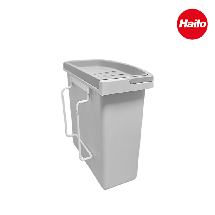 Hailo Multifunktionseimer 1068099 hellgrau mit Deckel und Wandhalter 318 x 179 x 315 mm – Bild 2