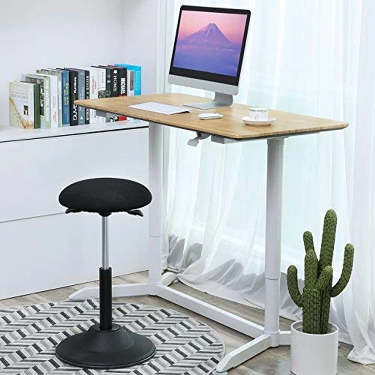 Höhenverstellbarer Bürohocker, ergonomischer Arbeitshocker, um 360° drehbarer Hocker, Sitzhöhe 50-70 cm, mit Anti-Rutsch-Bodenring OSC01BK – Bild 1