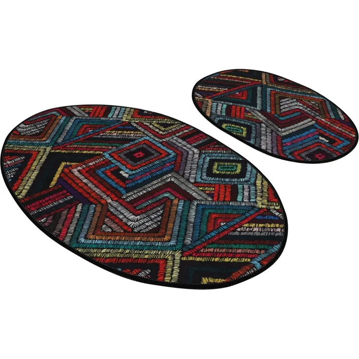 Badteppich-Set, 2-teilig, geometrisch, Farbe