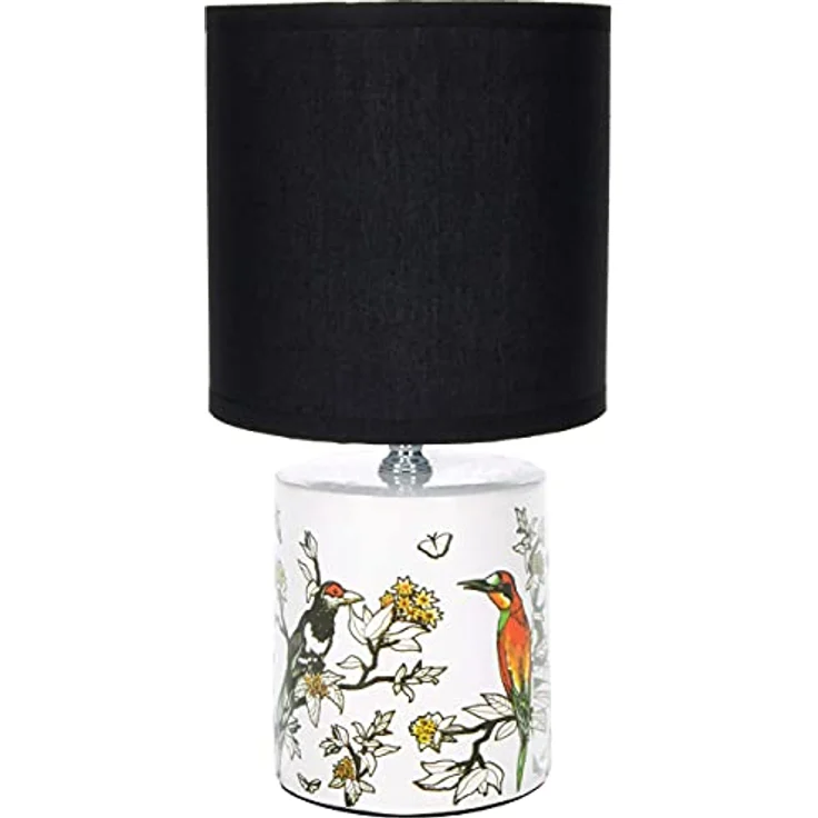 BRUBAKER 2er Set Nachttischlampen Asiatisches Vogel Design, Keramikfuß, 29,5 cm, Weiß Schwarz, E27 Fassung – Bild 2