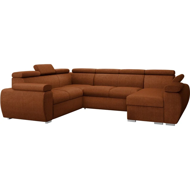 Wohnlandschaft Boston U mit Bettkasten, Schlaffunktion, Einstellbare Kopfstützen (Farbe: Flow 09, Seite: Rechts, 2r+R+2p+LC) – Bild 1