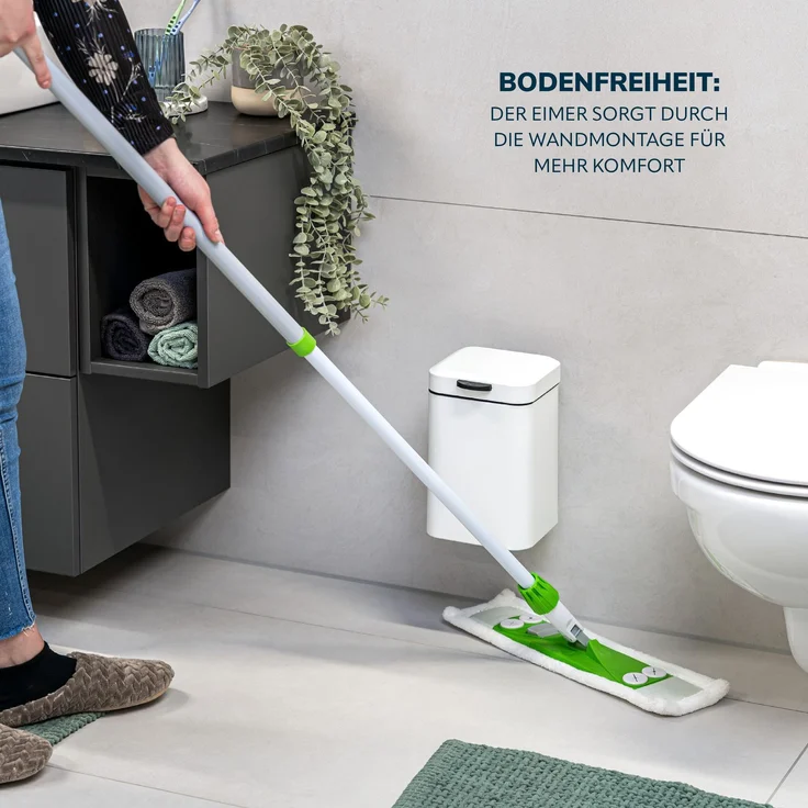 Wand-Kosmetikeimer 3 l, Badmülleimer 2-Wege-Montage, eckig, weiß matt – Bild 4