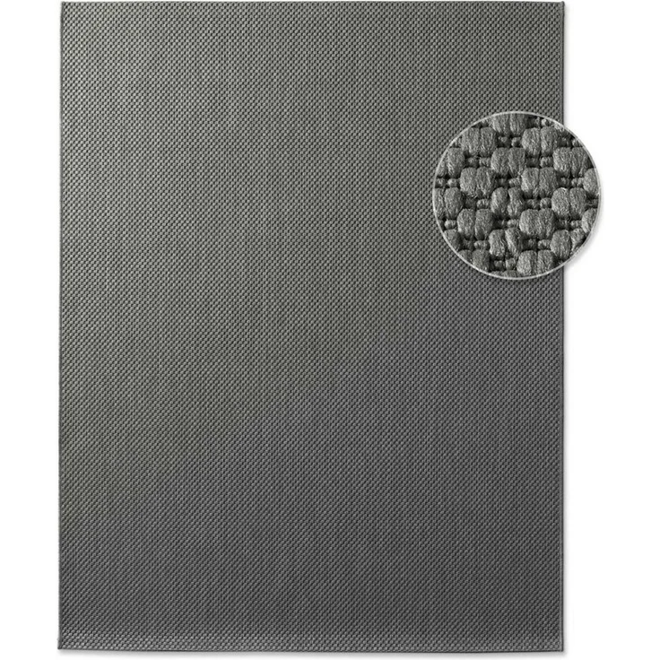 TaraCarpet Outdoorteppich Regina Teppich aus robustem Flachgewebe für In und Outdoor, rechteckig, Höhe: 7 mm, Küche Wohnzimmer Terrasse Garten Balkon uni anthrazit 80x150 – Bild 2
