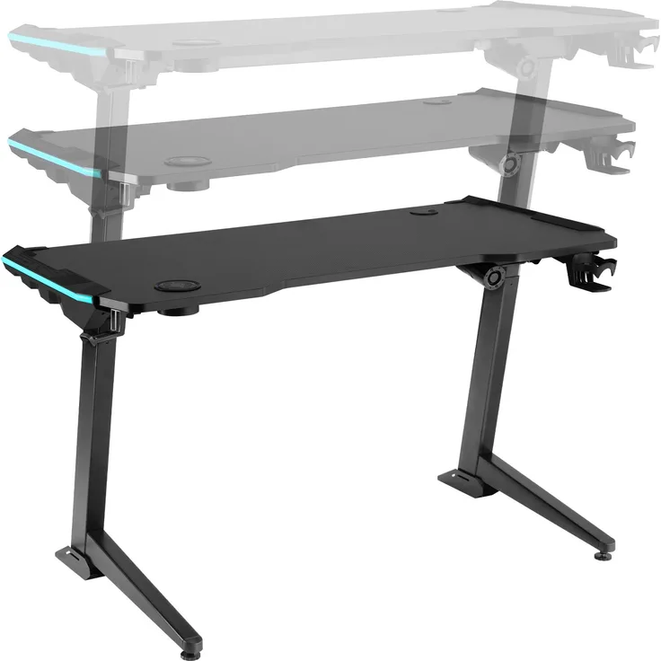 tectake Schreibtisch Computertisch Hemingway höhenverstellbar 130x 67,2x 72-121cm (1-St, 1 tlg), Elektrisch stufenlos höhenverstellbarer Gaming-Tisch