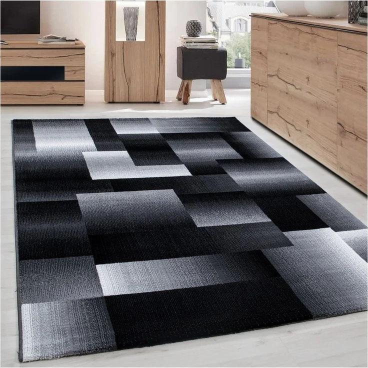 Carpettex Designteppich Abstrakt Kariert Design, Rechteckig, Höhe: 12 mm, Kurzflor Teppich Wohnzimmer Abstrakt Kariert Design Pflegeleicht – Bild 5