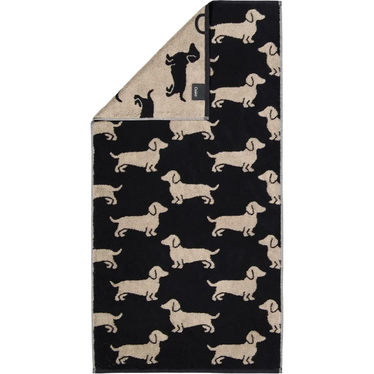 Cawö Handtücher Cawö Gästetuch We love Dogs 6246, 93 schwarz/beige, Baumwolle (1-St) – Bild 1