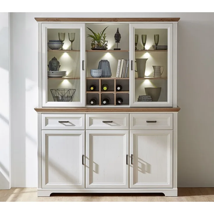 Buffet >Jasmin< in Pinie-Hell aus Metall - 166x205x48cm (BxHxT)