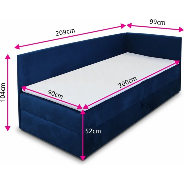 Sofnet Boxbett Flame (mit Bettkasten, Bonell-Matratze und Topper), Einzelbett, Polsterbett, Boxspringbett, Kinderbett, Jugendbett – Bild 3