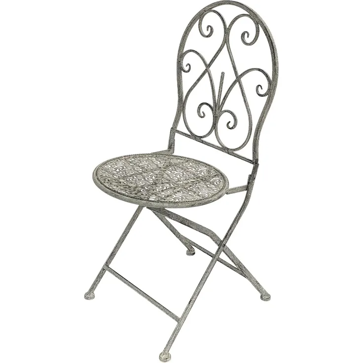 DanDiBo Gartenstuhl Metall Grau Weiß 96127 Metallstuhl Stuhl Garten Vintage Eisen Nostalgie Eisenstuhl Antik