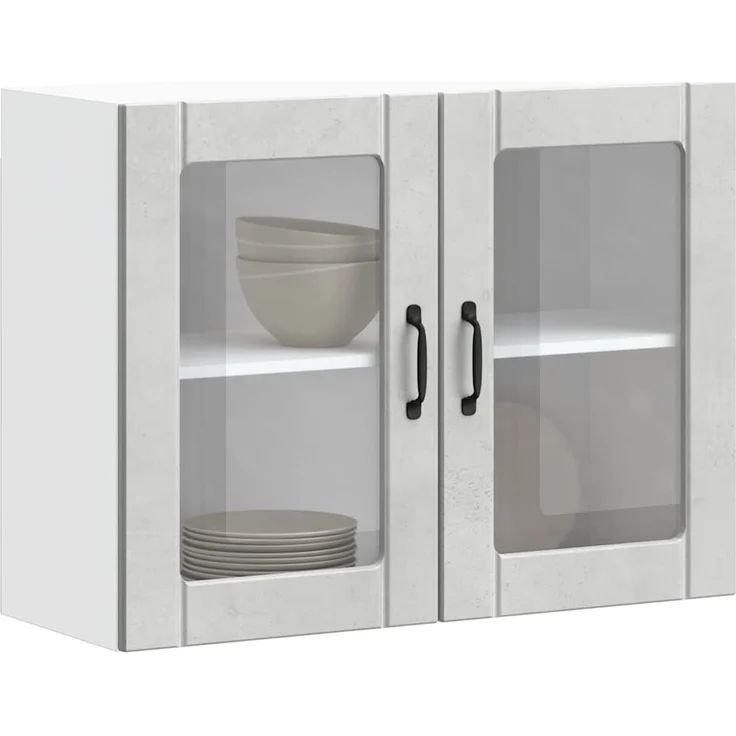 vidaXL Küchen-Hängeschrank mit Glastür Lucca Betongrau Holzwerkstoff 853851 – Bild 4