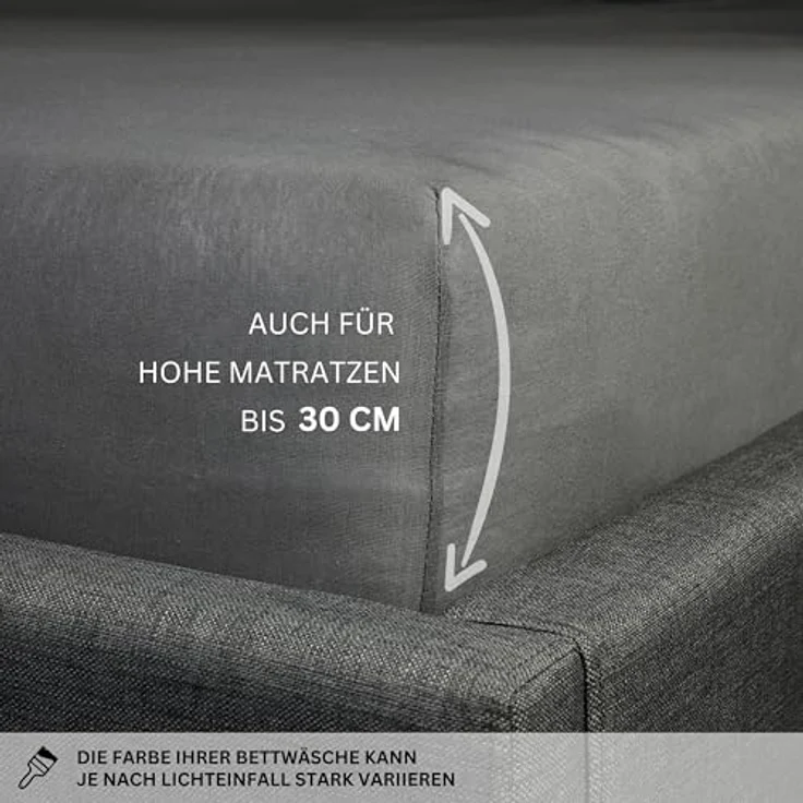 Esprit Spannbettlaken PREMIUM Spannbettlaken, 95% Baumwolle, 5% Elasthan, Gummizug: rundum, (2 Stück), 100 x 200 cm - 2er Set in Anthrazit – Bild 6
