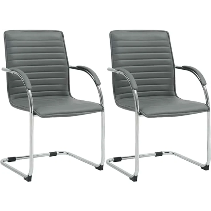 CLP 2er Set Besucherstühle Tira Kunstleder,grau – Bild 2