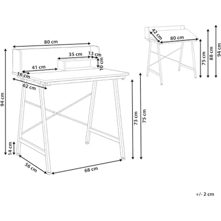 Zeichentisch mit neigbarer Tischplatte ALAND Weiß 80 cm 62 cm – Bild 3