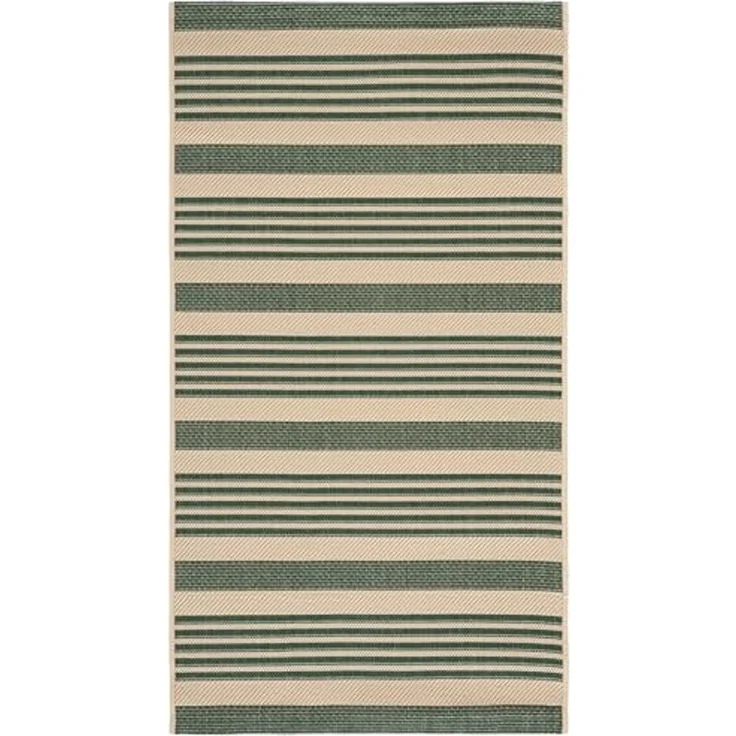 SAFAVIEH Gestreift Drinnen & Draussen - Courtyard Collection, Kurzer Flor, Schwarz und Bone, 79 X 152 cm – Bild 3