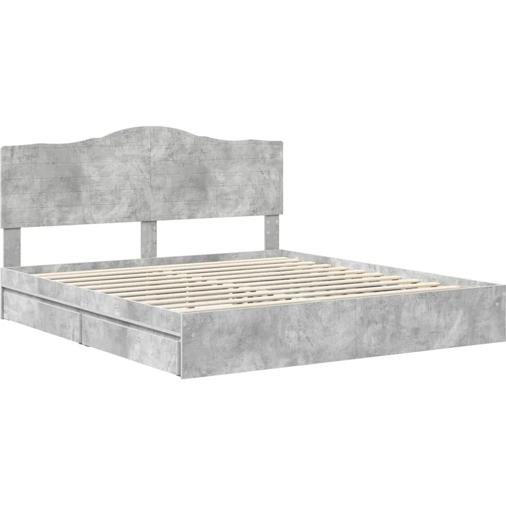 vidaXL Aufbewahrungsbett Beton Grau 200 x 200 cm Holzwerkstoff 3413474 – Bild 3