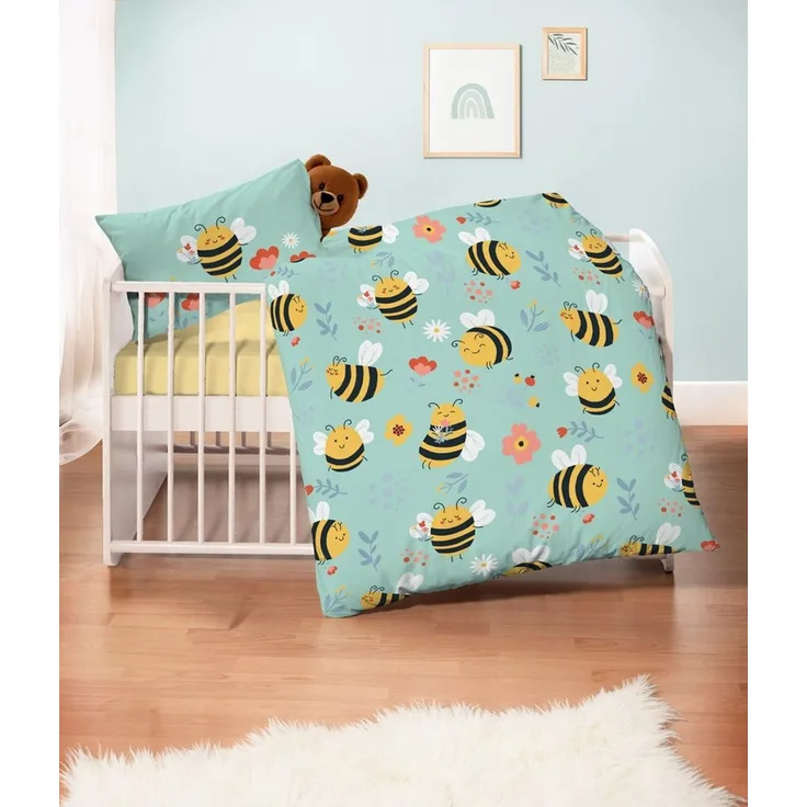 Stoffschmiede Kinderbettwäsche, 3-Teilig, Biene, Bio-Baumwolle