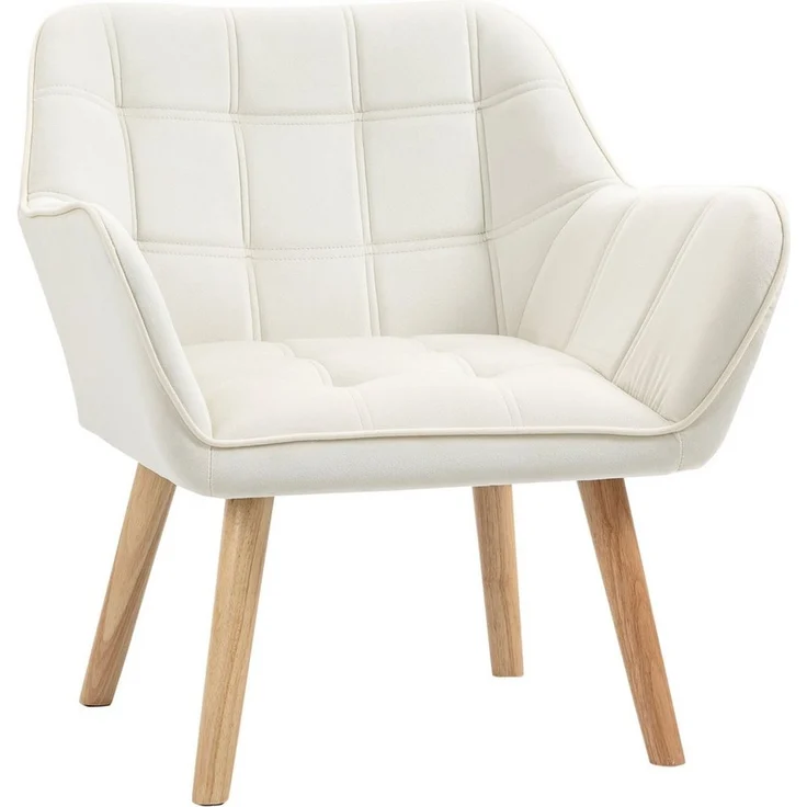 HOMCOM Relaxsessel Einzelsessel Ohrensessel, Sessel mit Samt erhöhte Beine (Esszimmerstuhl, 1-St, Stuhl), für Wohnzimmer, Schlafzimmer, Cremeweiß – Bild 5