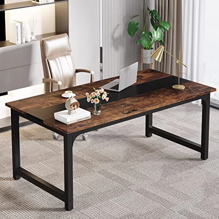 LITTLE TREE 63-Zoll-Großschreibtisch für Führungskräfte, einfacher Computerarbeitsplatz mit 31,5-Zoll-Extrabreit-Arbeitsplatte für das Homeoffice – Bild 2