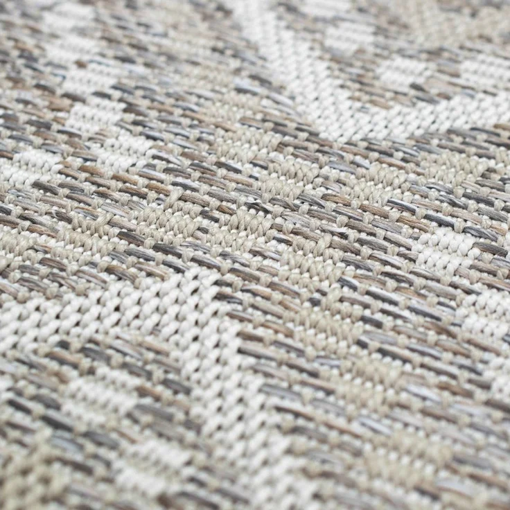 Carpetia Outdoorteppich In- & Outdoor Teppich Sisal Optik Balkon Rautenmuster beige braun, rechteckig – Bild 2