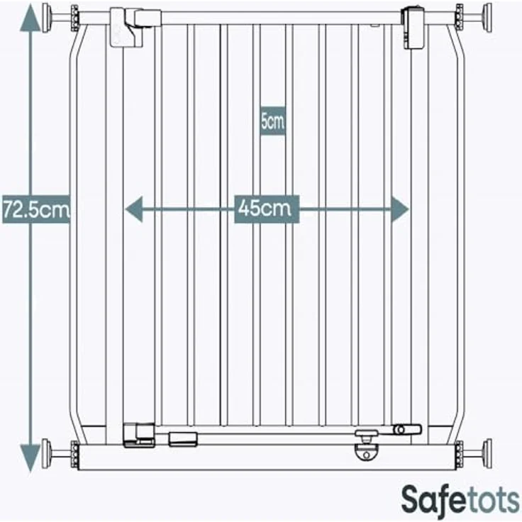 Safetots Elite Sicherheitsschutzgitter, 197cm - 206cm, Mattweiß, Treppenschutzgitter mit Druckmontage, Sicherheitsbarriere, Einfache Installation – Bild 4