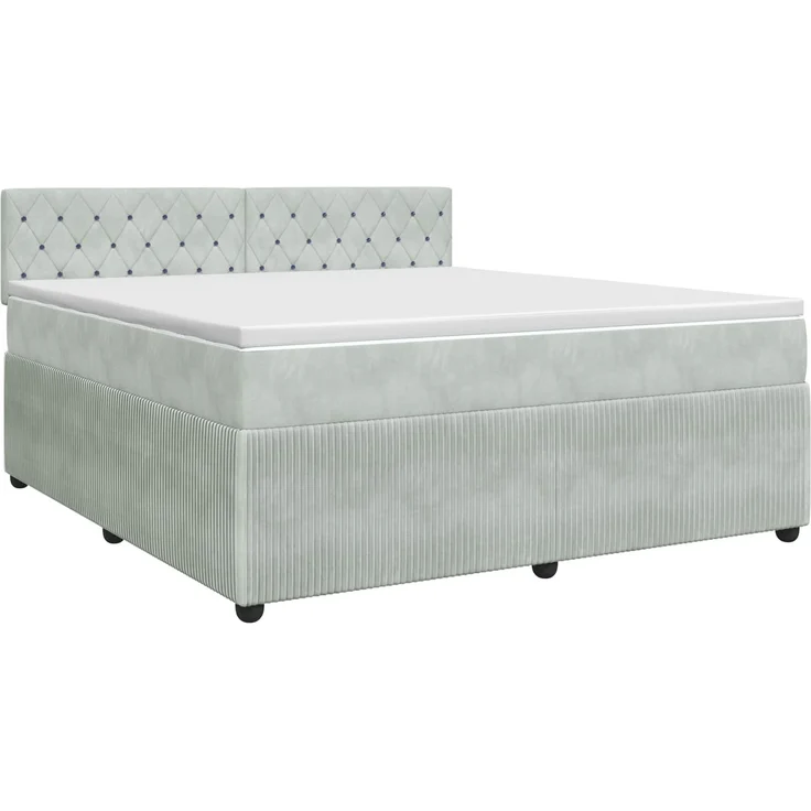 vidaXL Boxspringbett mit Matratze Hellgrau 160 x 200 cm Samt 3451703 – Bild 2