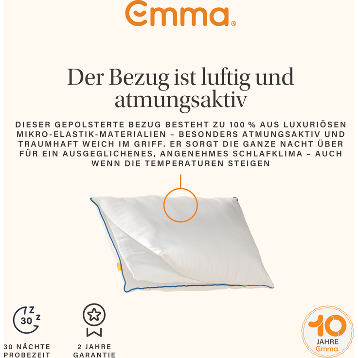 Emma 'Original Comfort' Flauschkissen, 98 % Polyester / 2 % Elasthan weiß, 80x80 cm – Bild 7