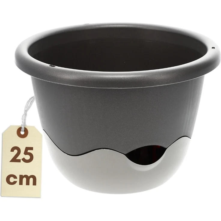 GarPet Blumentopf Blumentopf Hängeampel Blumenampel Kette 25 cm hell + dunkel anthrazit – Bild 1