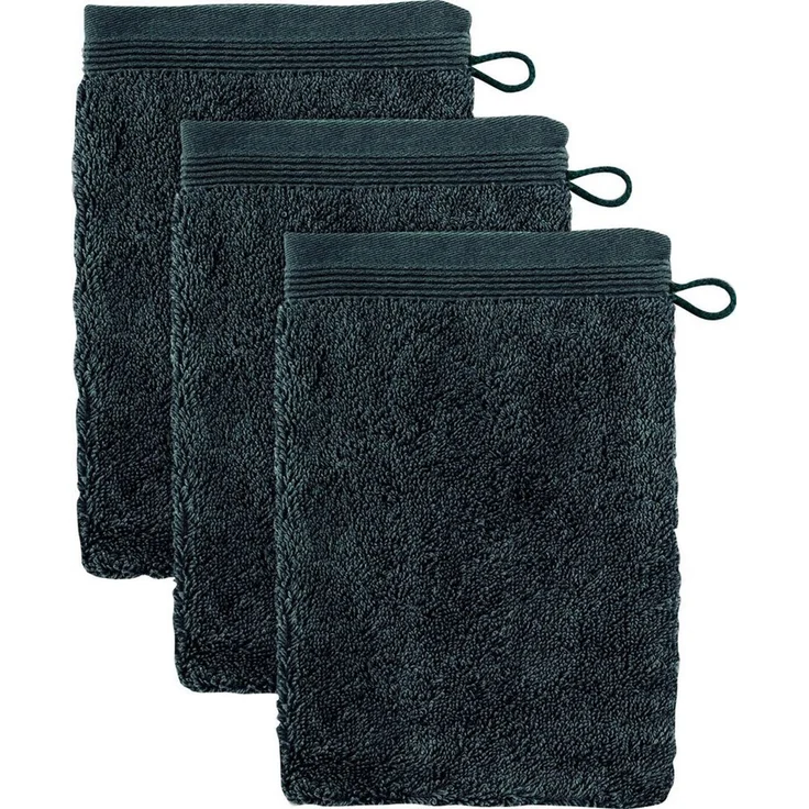 möve Superwuschel Waschhandschuh 15x20 cm aus 100% Baumwolle, dark grey 3er Set