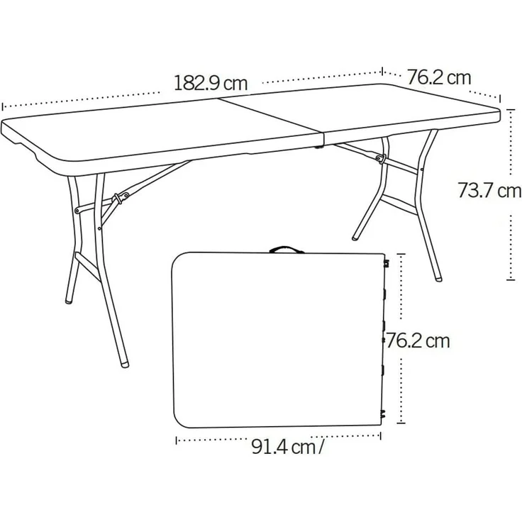 LIFETIME Langer Tisch Tyrell Einklappbar, 183 x 76 x 74 cm, Bunt – Bild 3
