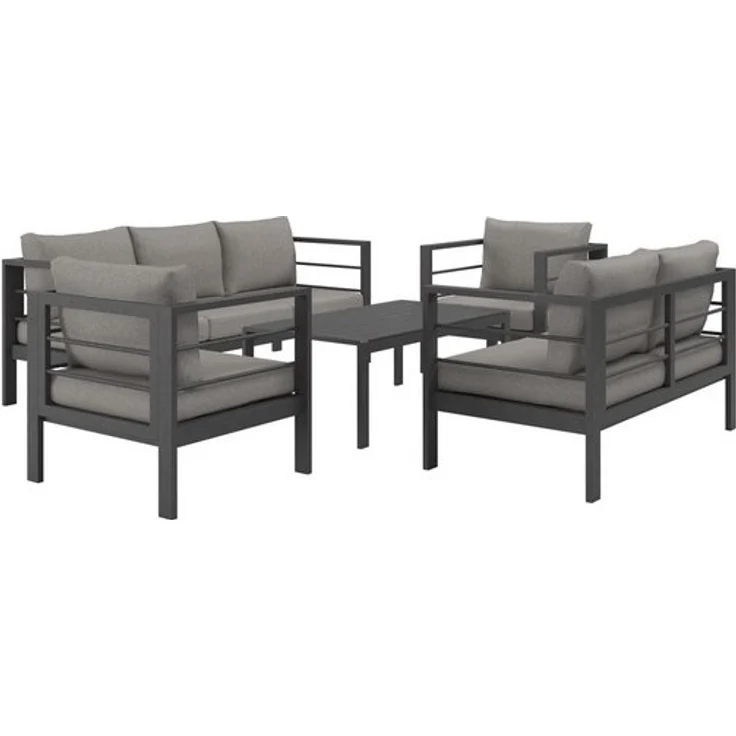 KONIFERA Gartenlounge-Set »New Jersey«, (Set, 19-tlg, 1x 3er Sofa, 1x 2er Sofa, 2 Sessel, Tisch 62x110x41 cm), inkl. Auflagen, Tischplatte aus Nonwood – Bild 4