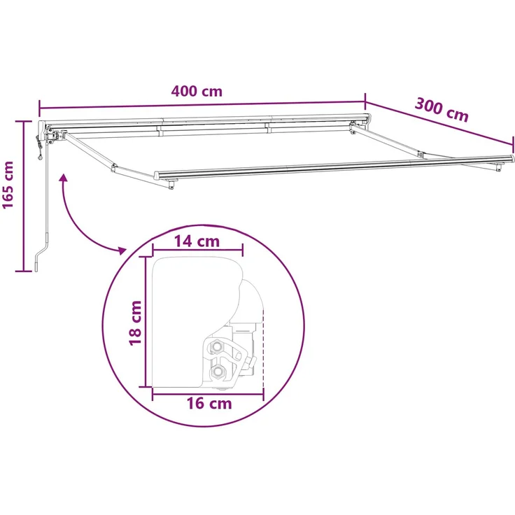vidaXL Einziehbare Markise Taupe 4x3 m Polyester und Aluminium 3426104 – Bild 8